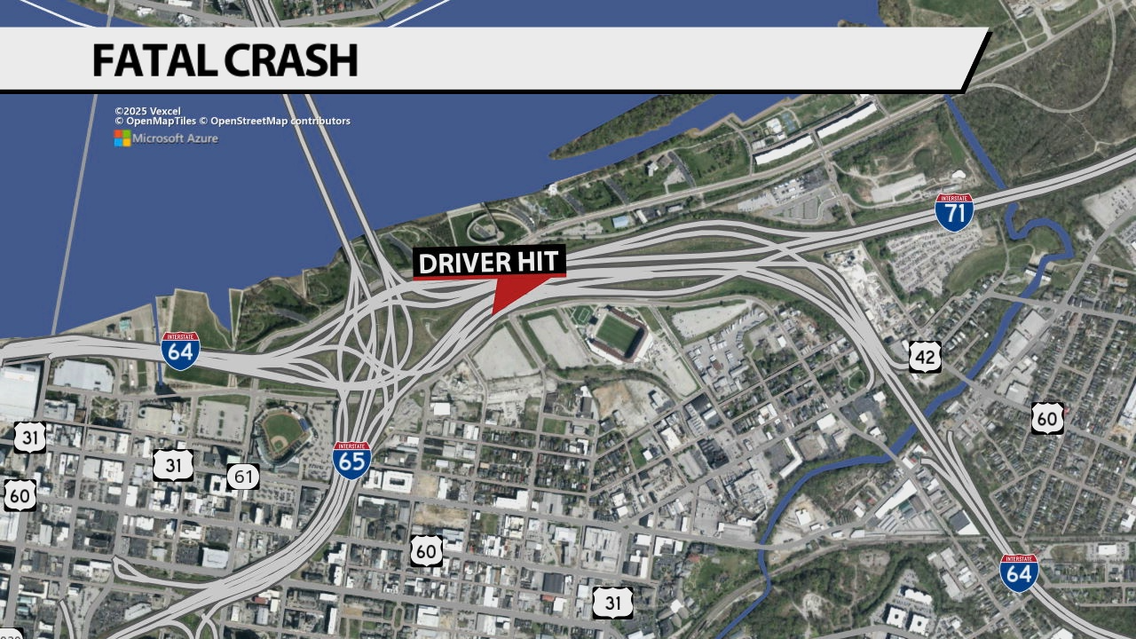 Map of I-64 fatal crash scene